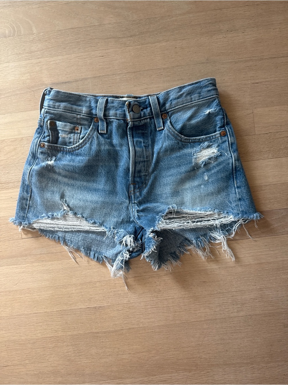 Levi's Distressed Blue Denim Women's Shorts
